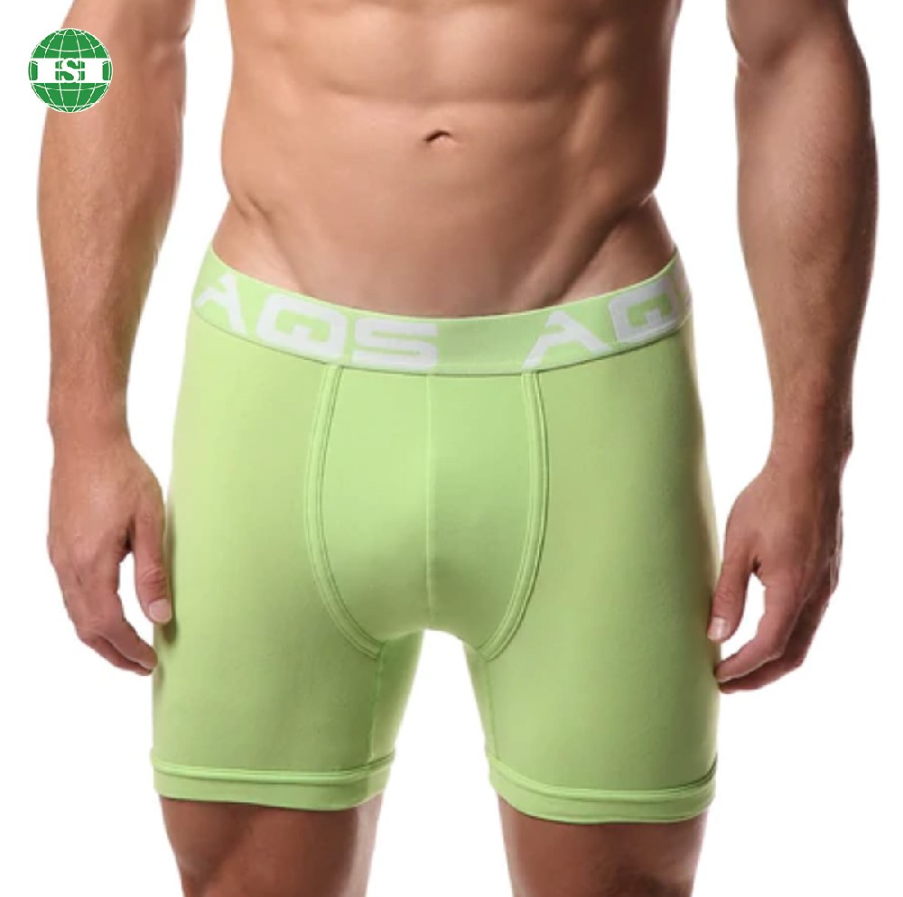 Green athletic cotton boxer briefs for men