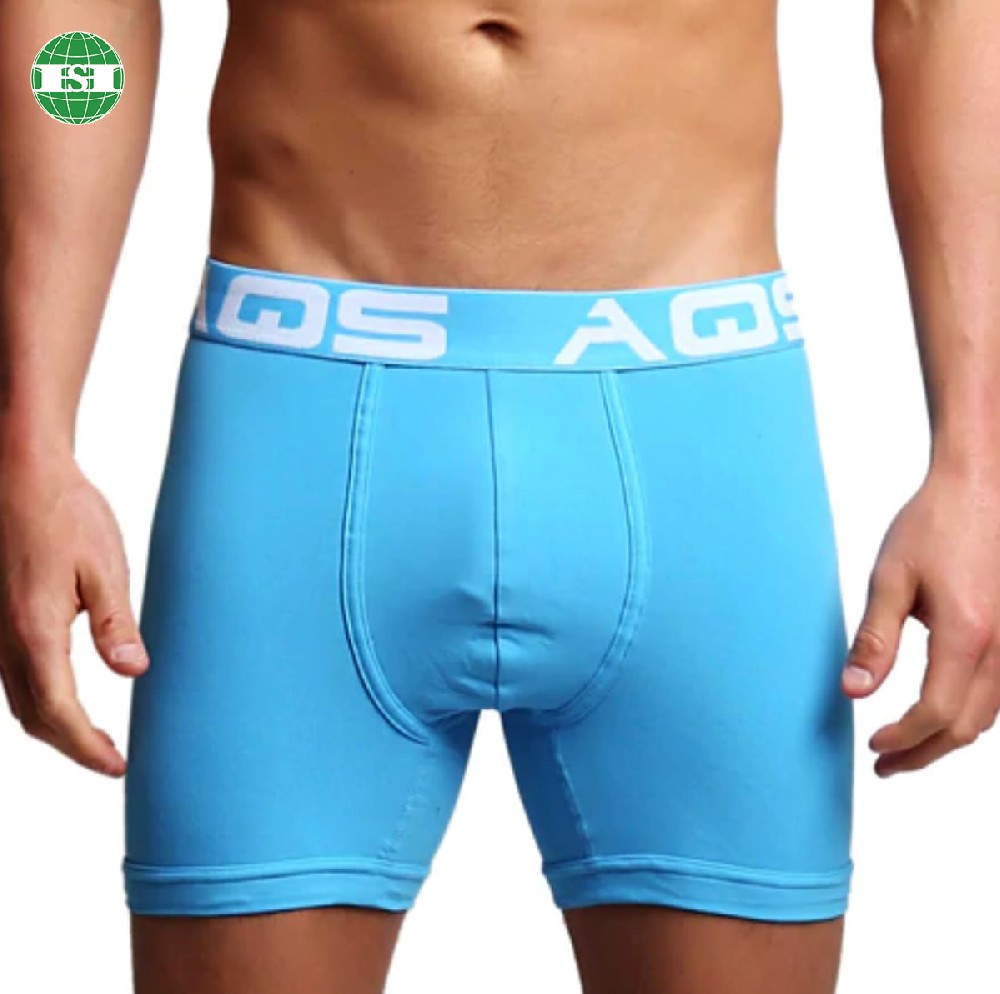 Blue athletic bamboo boxer briefs for men