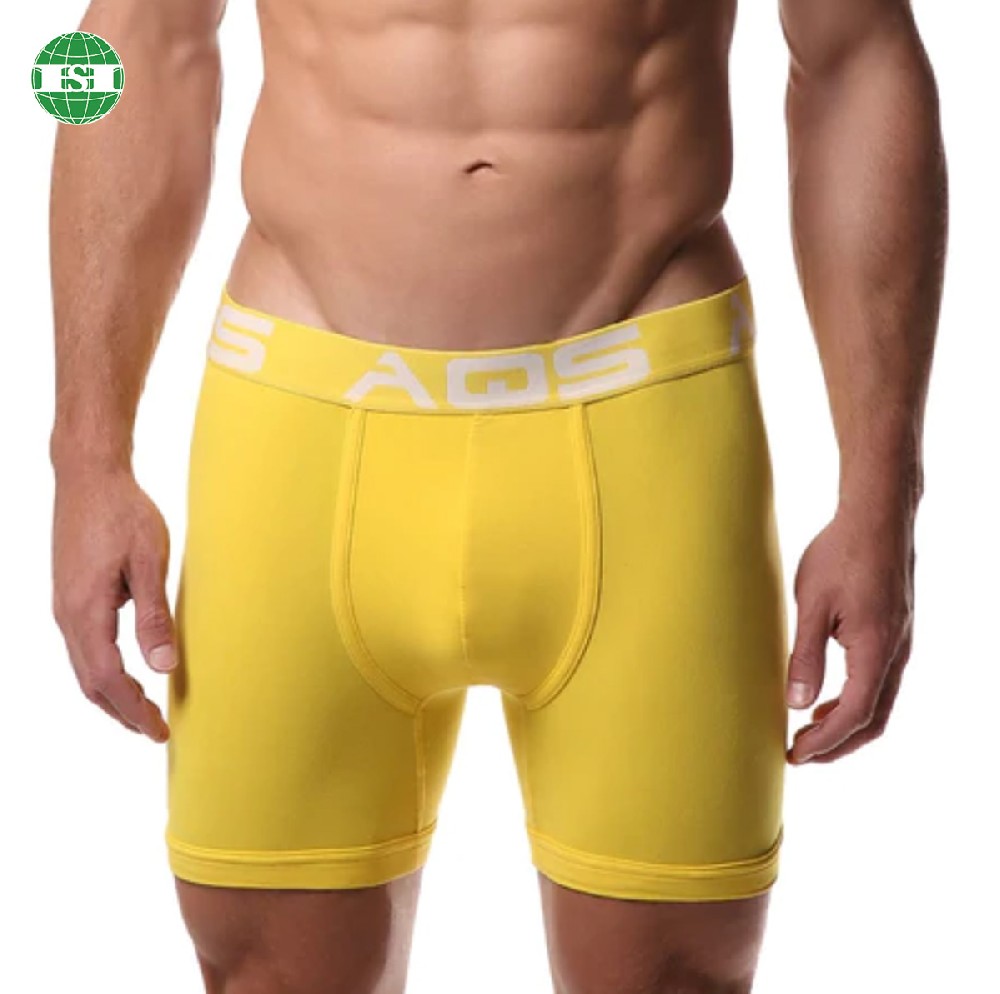 Yellow athletic spandex boxer briefs for men