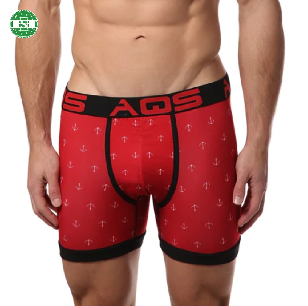 Red/Black athletic polyester boxer briefs for men