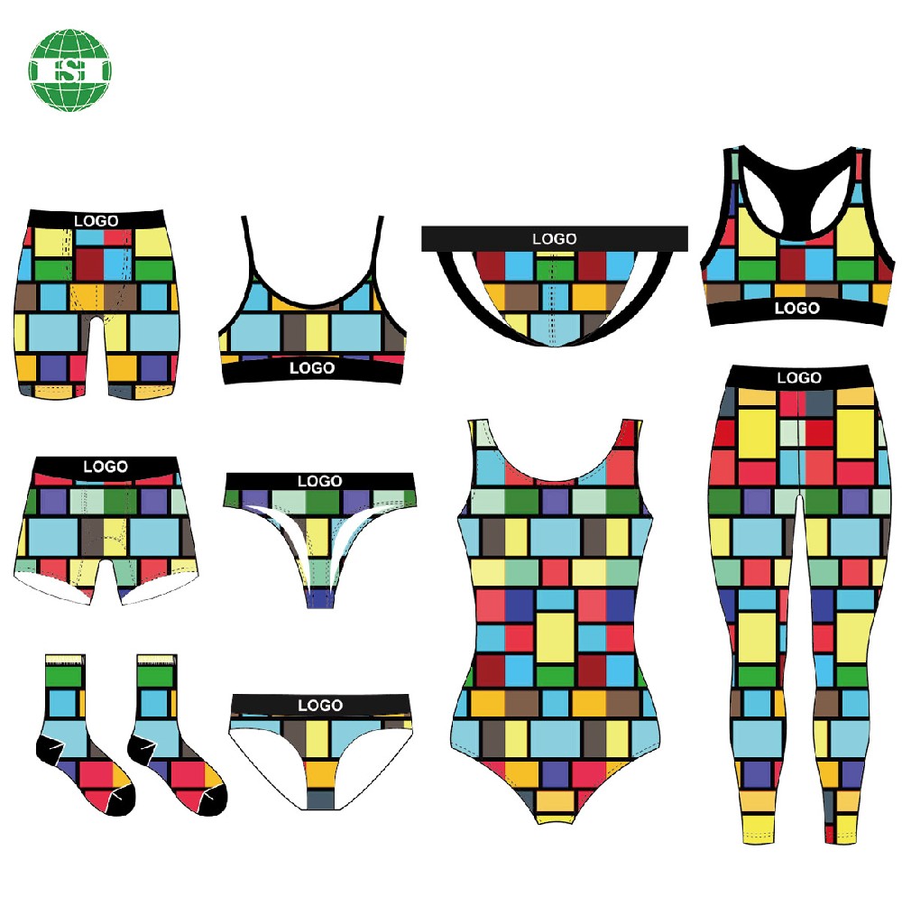 Colorful checkered design mock up men women kids apparel