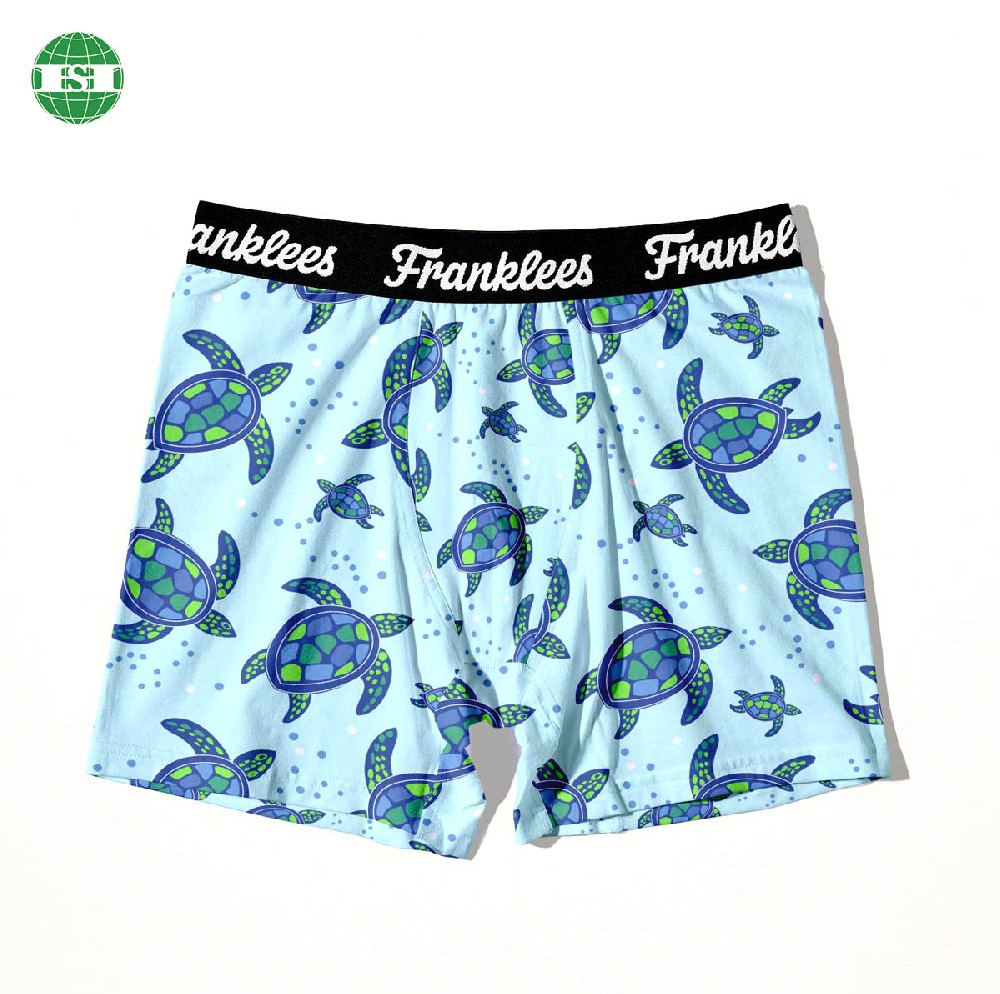 Turtle print men's boxer briefs imitation cotton spandex underwear customization