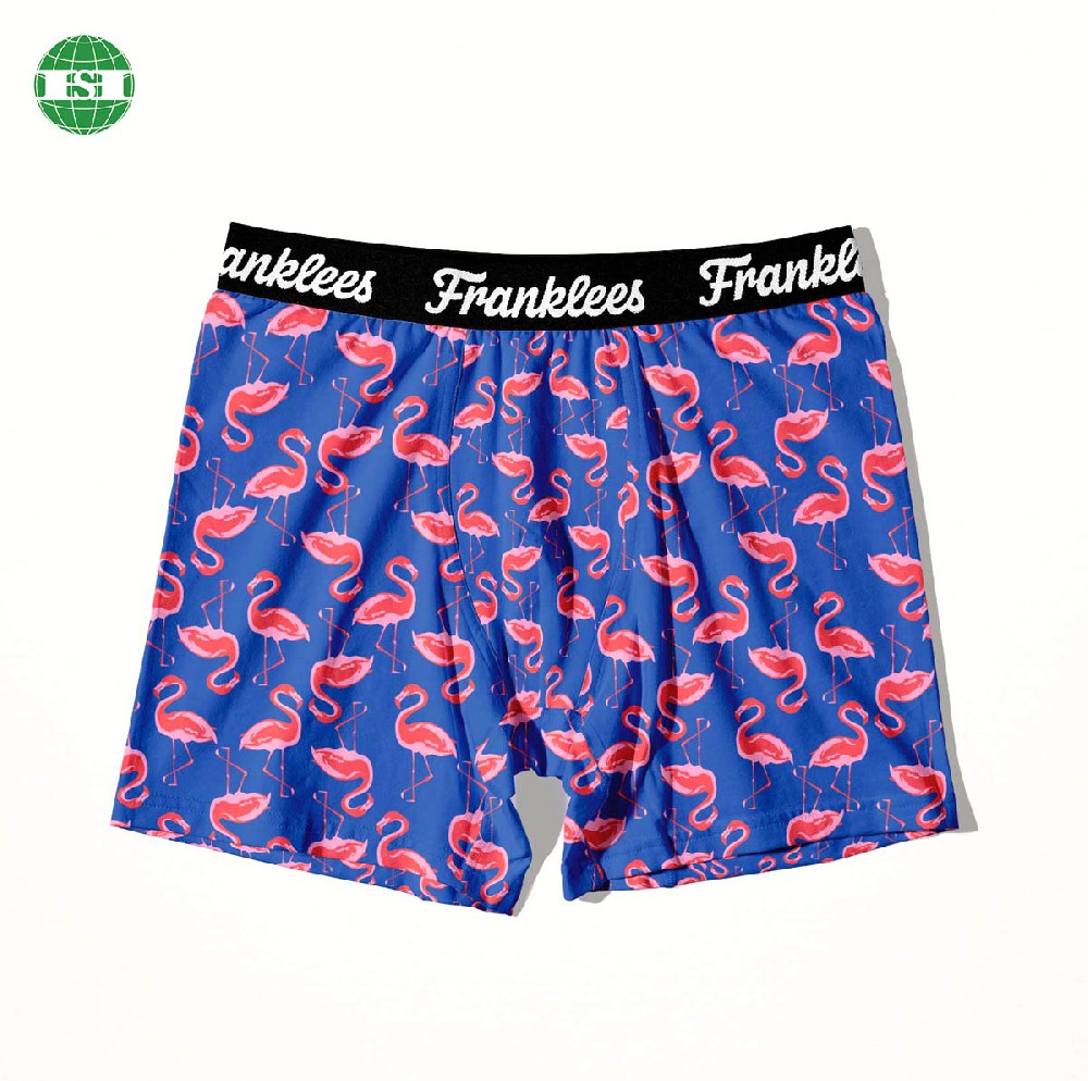 Flamingo print men's boxer briefs 95% polyester 5% spandex customized underwear