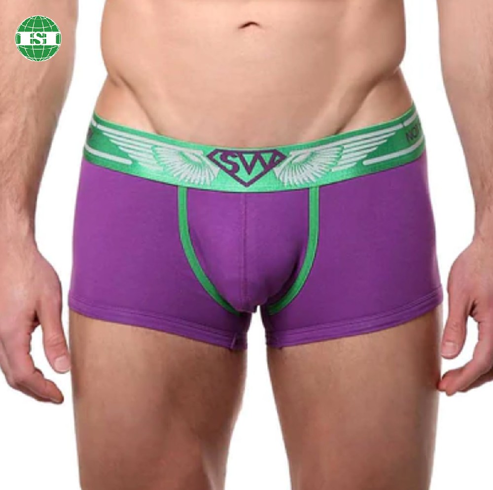 Men's trunks purple comfortable cotton spandex underwear customization