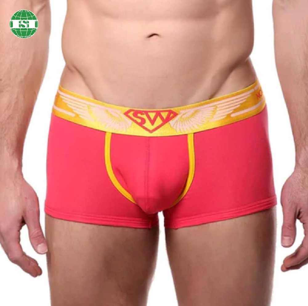 Custom logo shiny waistband modal fabric men's trunks underwear