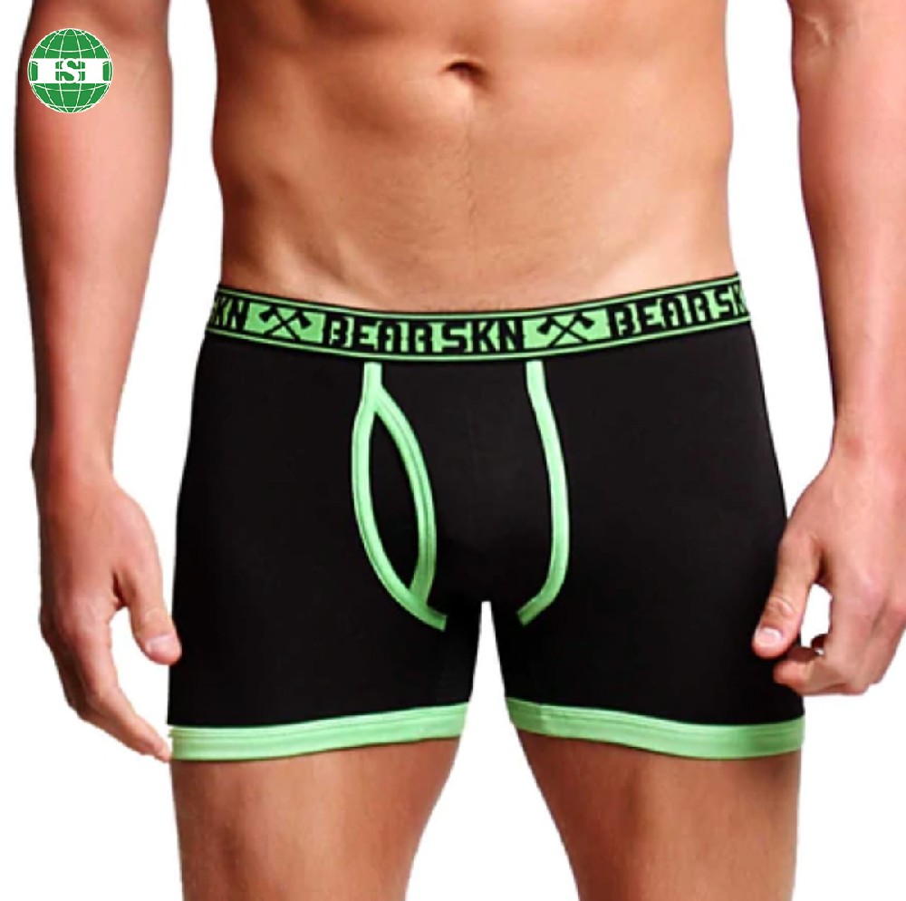 Custom lettering waistband open fly pouch men's trunks underwear