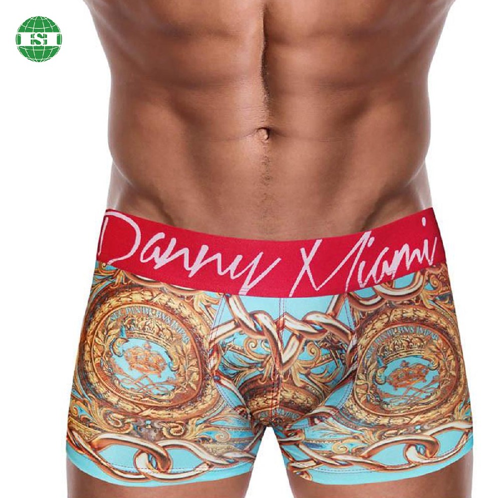 Custom lettering waistband patterned men's trunks underwear