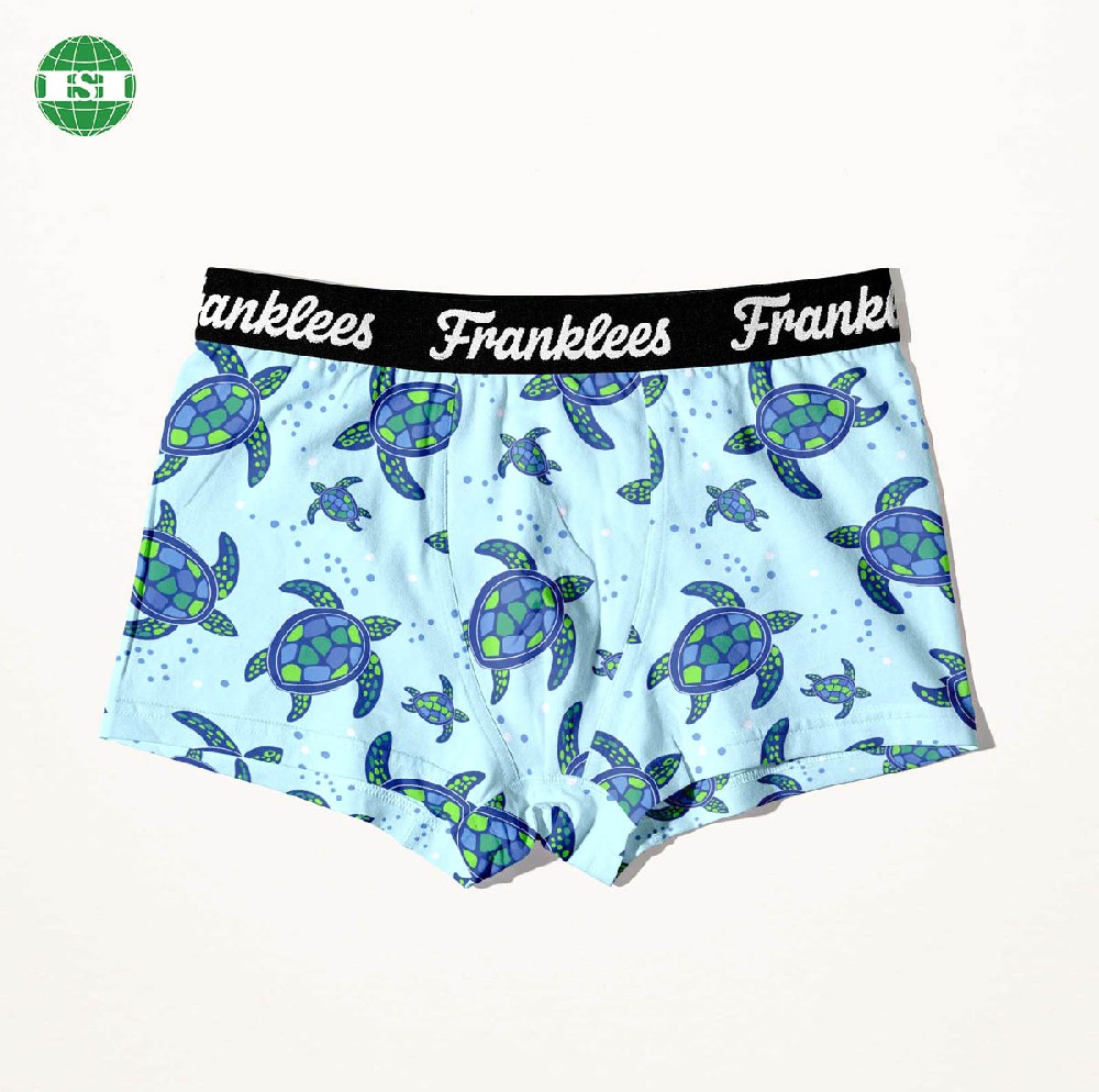 Turtle print underwear custom logo men's trunks