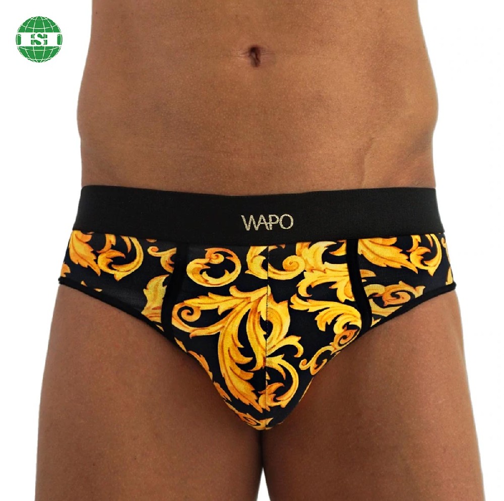 Graphic print briefs customized lettering men's underwear