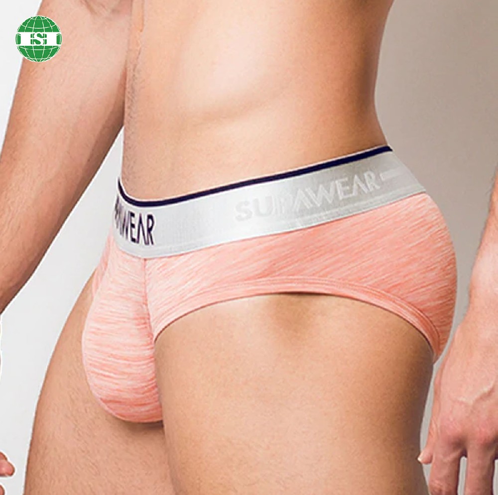 Pink men's sexy briefs underwear 95% cotton 5% spandex customized logo