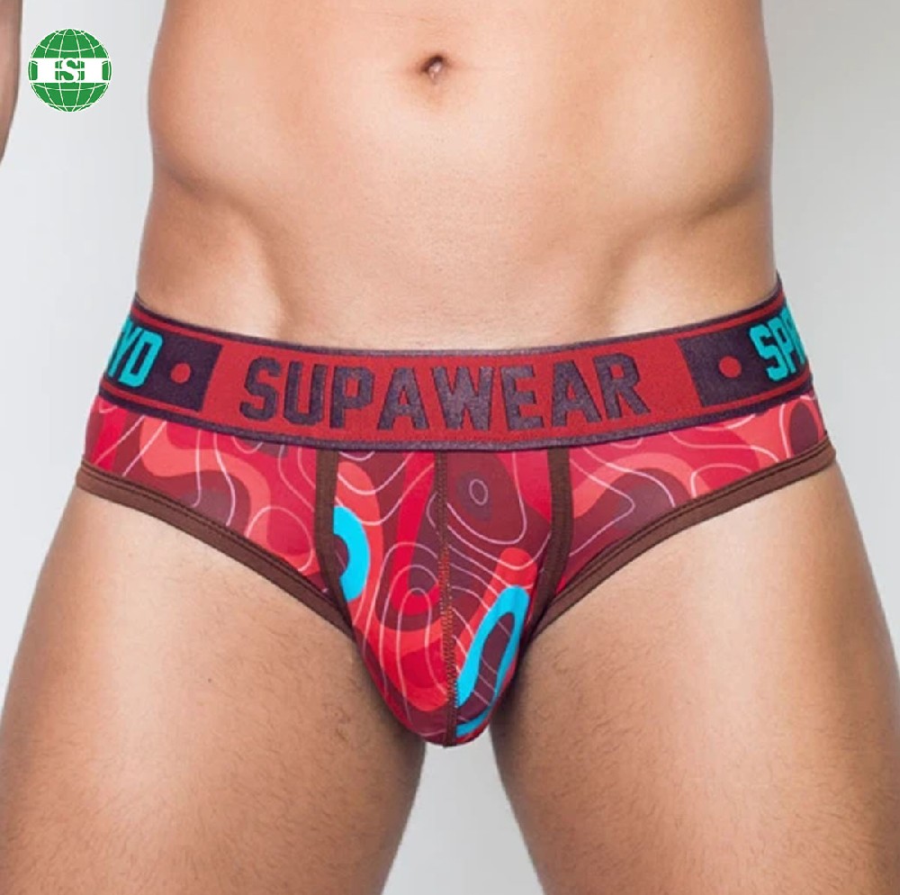 Red patterned men's briefs underwear customised with your own graphic