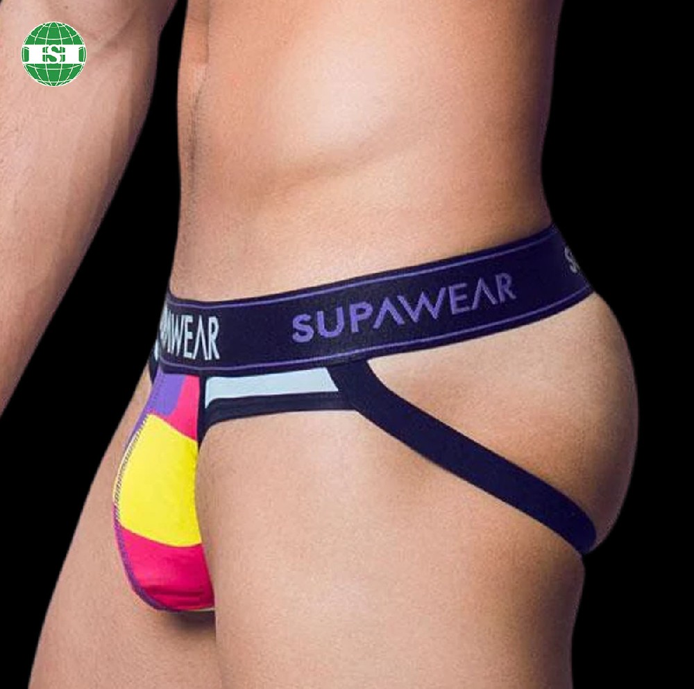 Patterned all over print men's jockstraps customized with your own brand name