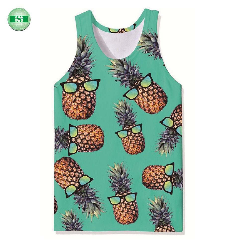 Pineapple print men's tank top full customization with your own tech pack