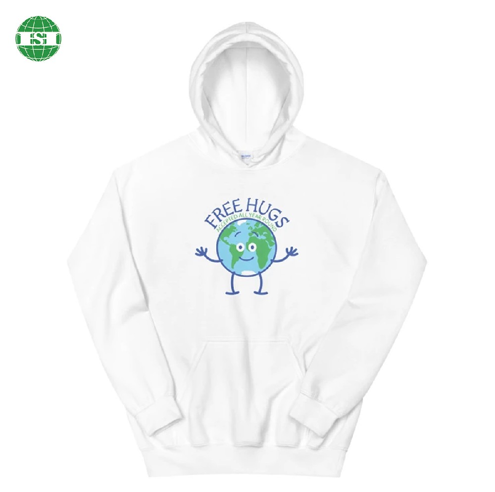 White cotton men's pull over hoodies fully customized with your own logo