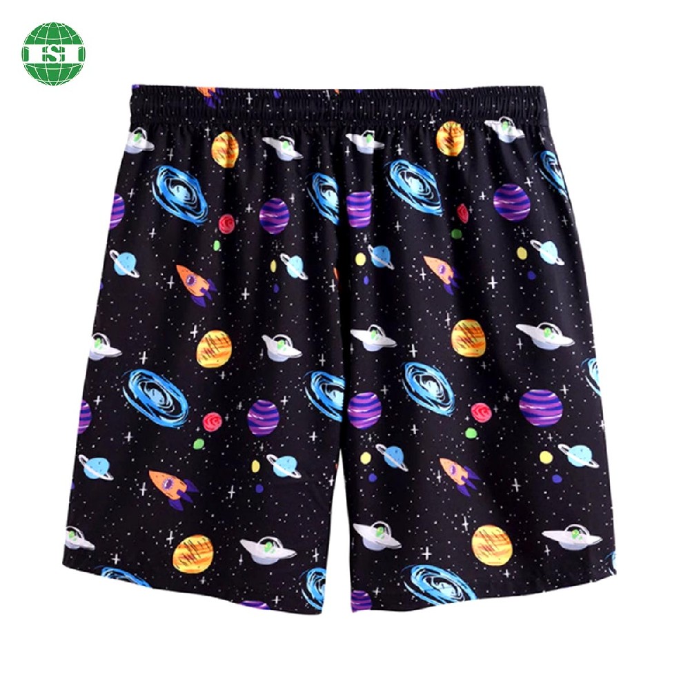 Space print men's board shorts with drawstring full customization with your own tech pack