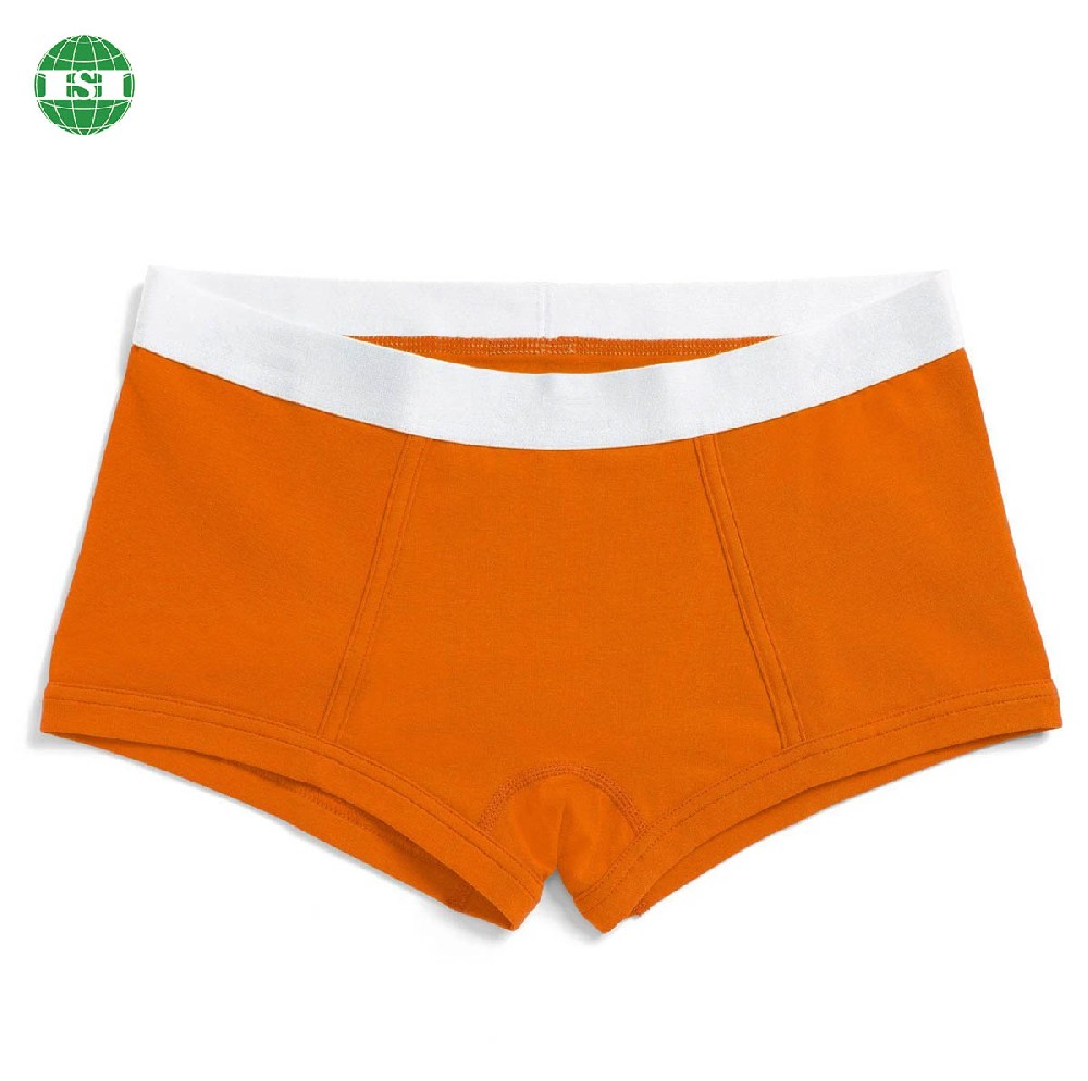 Orange cotton boy shorts for women customized with your own logo