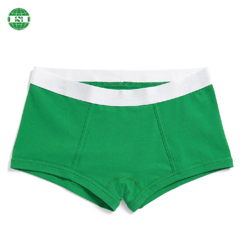 95%cotton 5%spandex green boy shorts for ladies customised with your own design