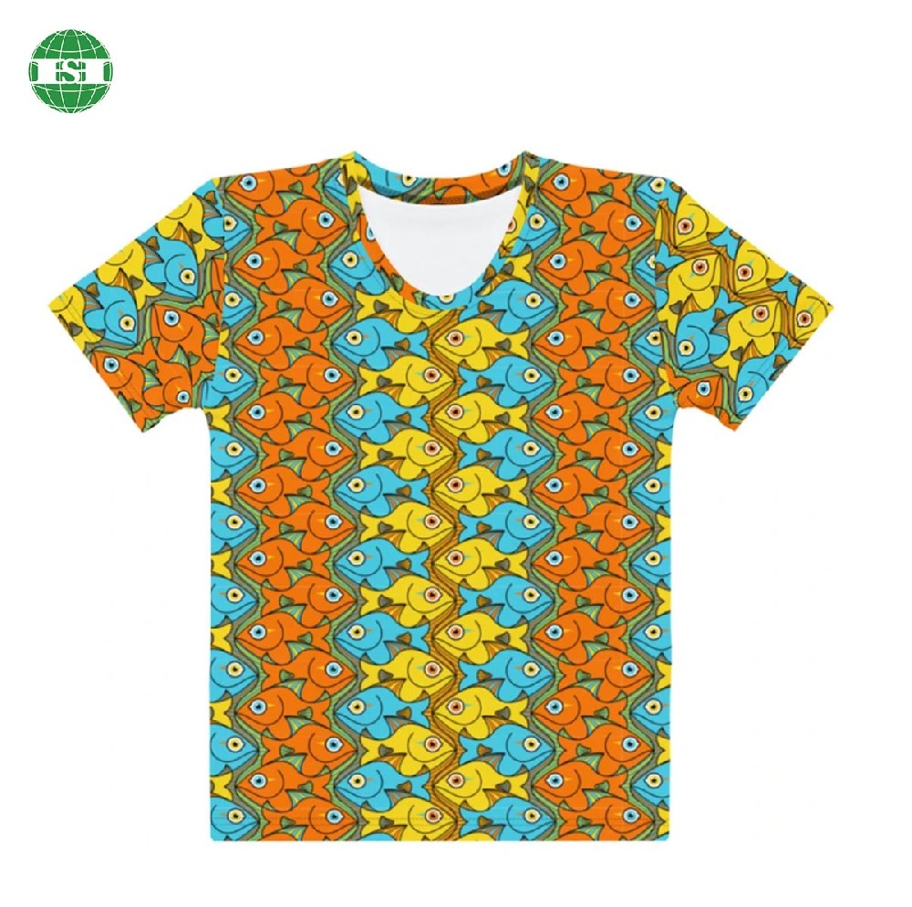 Fish funny print V neck T-shirts for female customized with your own graphic