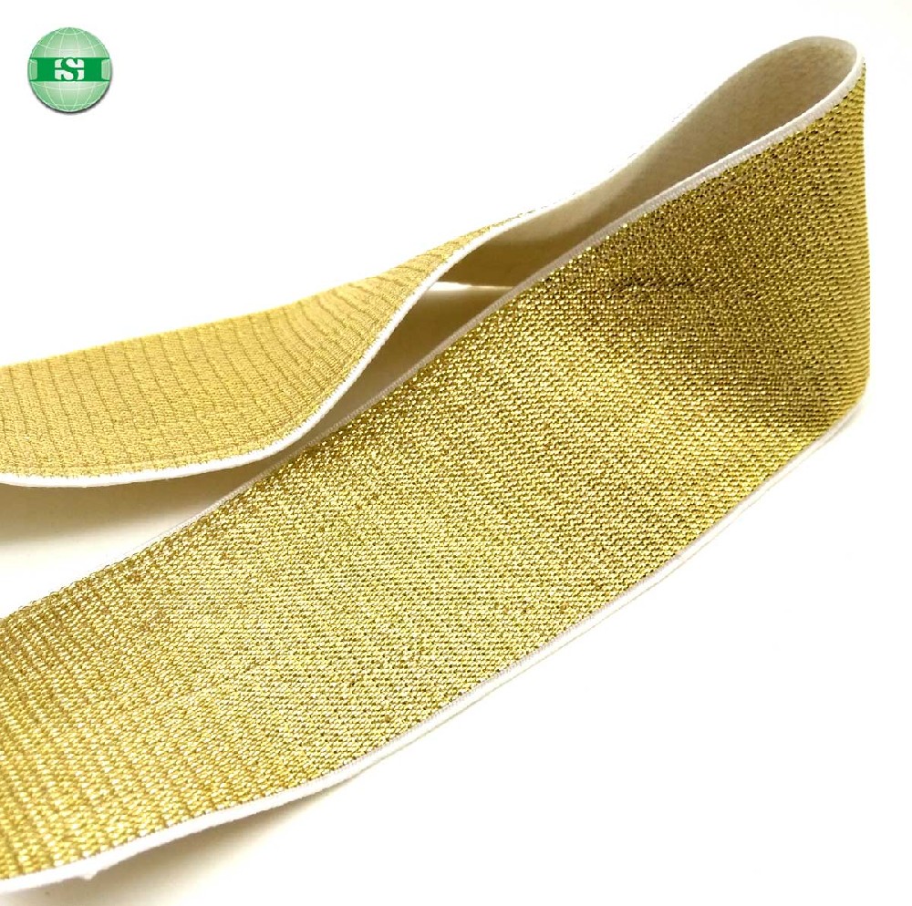 Gold metallic white background elastic tape
