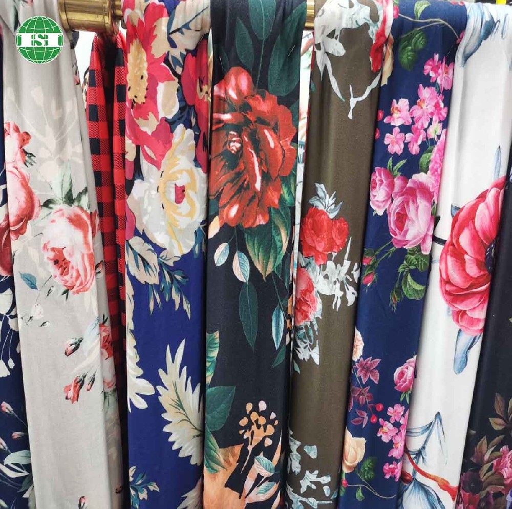 Flowers graphic print Imitated modal fabric 4 way stretchy