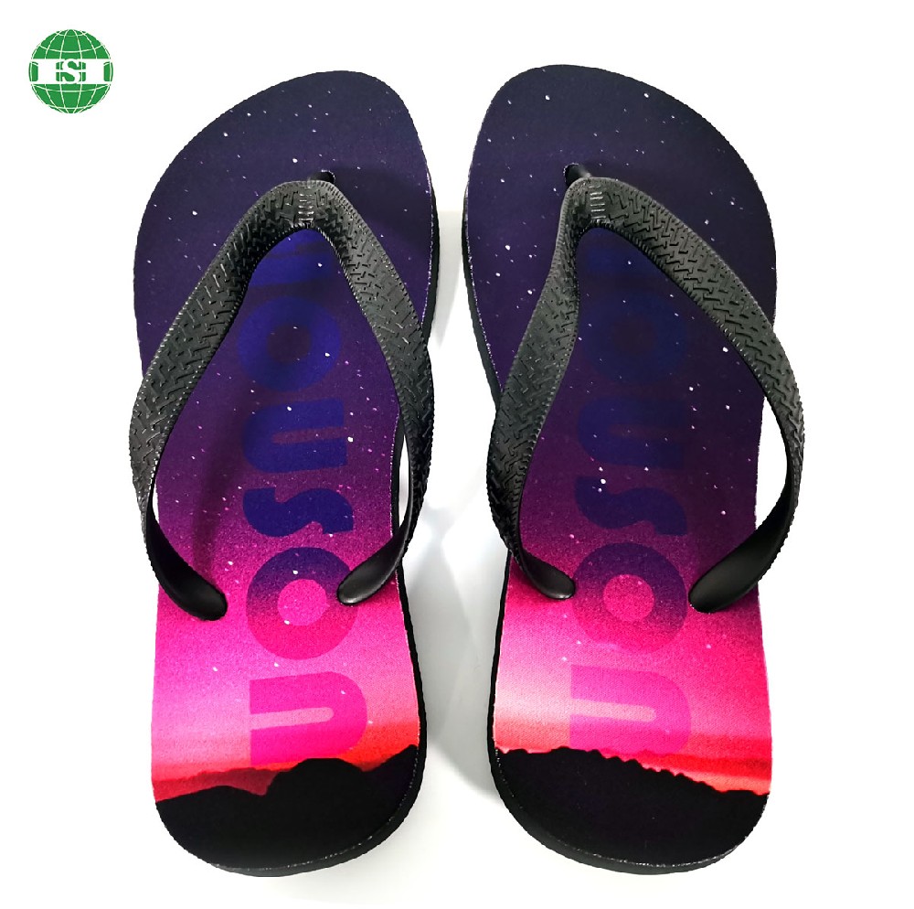 Sunset print non-slip rubber flip flops for men and women fully customized with your own design