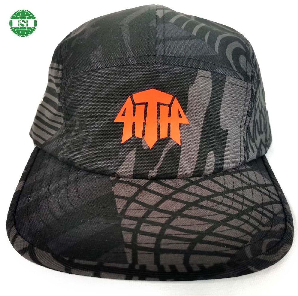 Camo print flat brim 5 panels hats fully customized with your own design