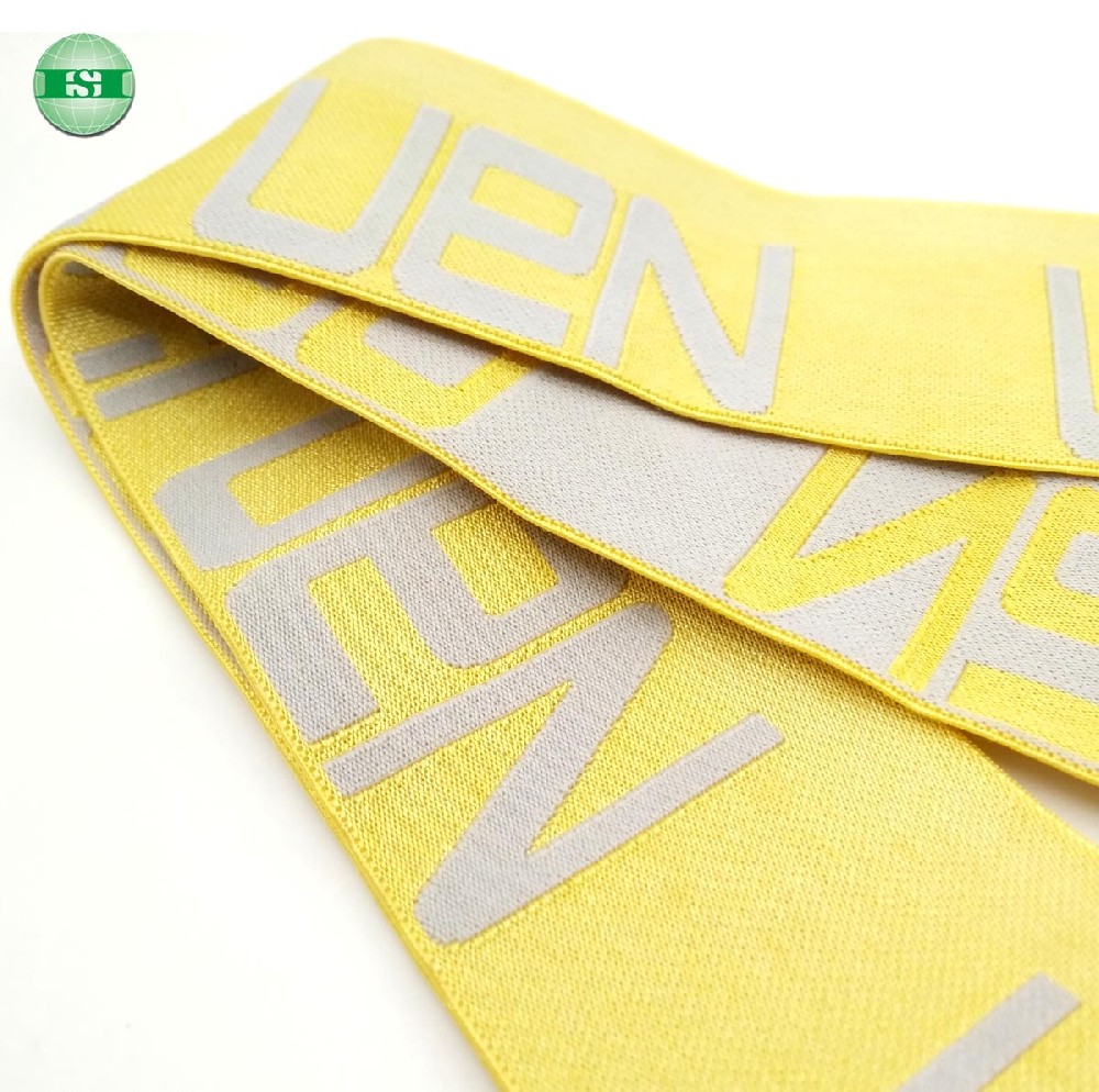 Woven brand name gold elastic waistband for underwear