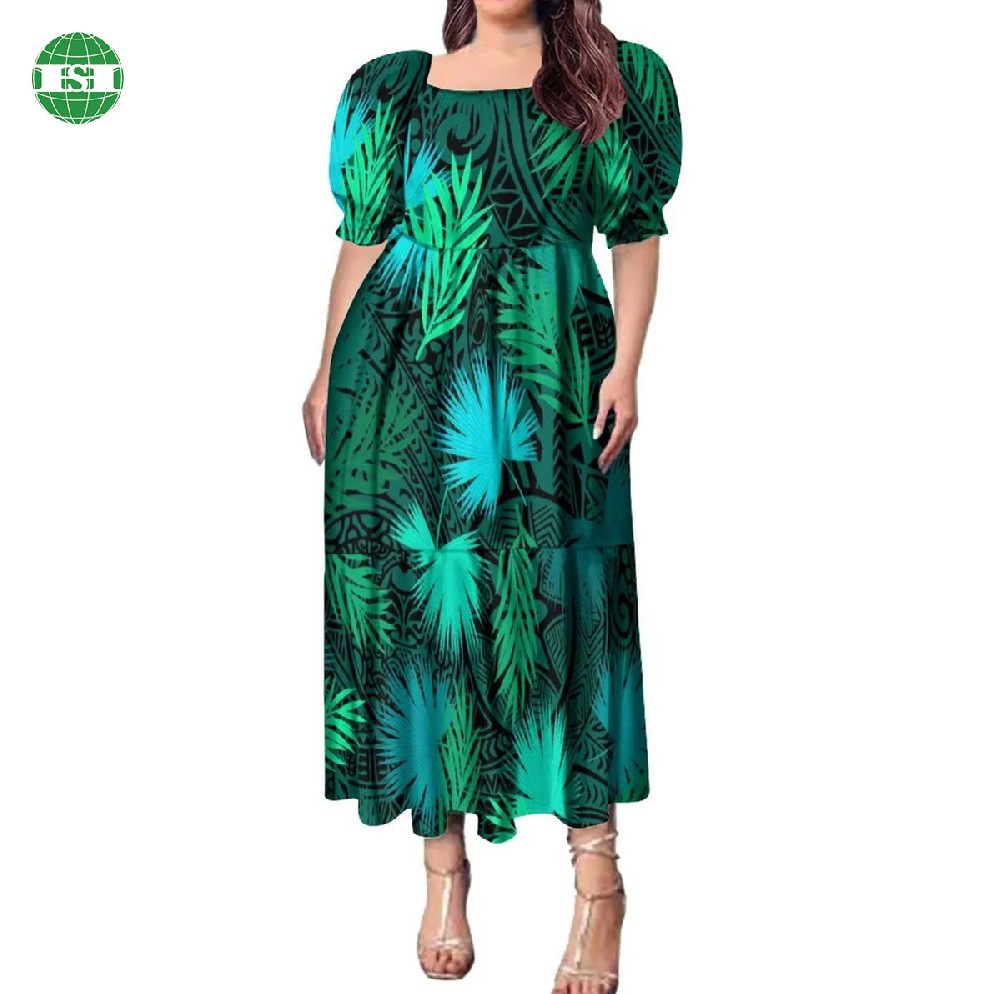 Leaves print plus size dress for women fully customized with your own design