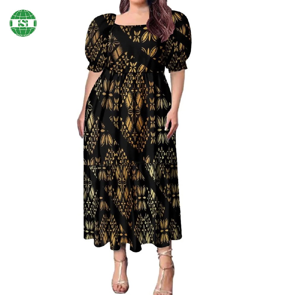 Graphic all over print plus size women's dress support customization