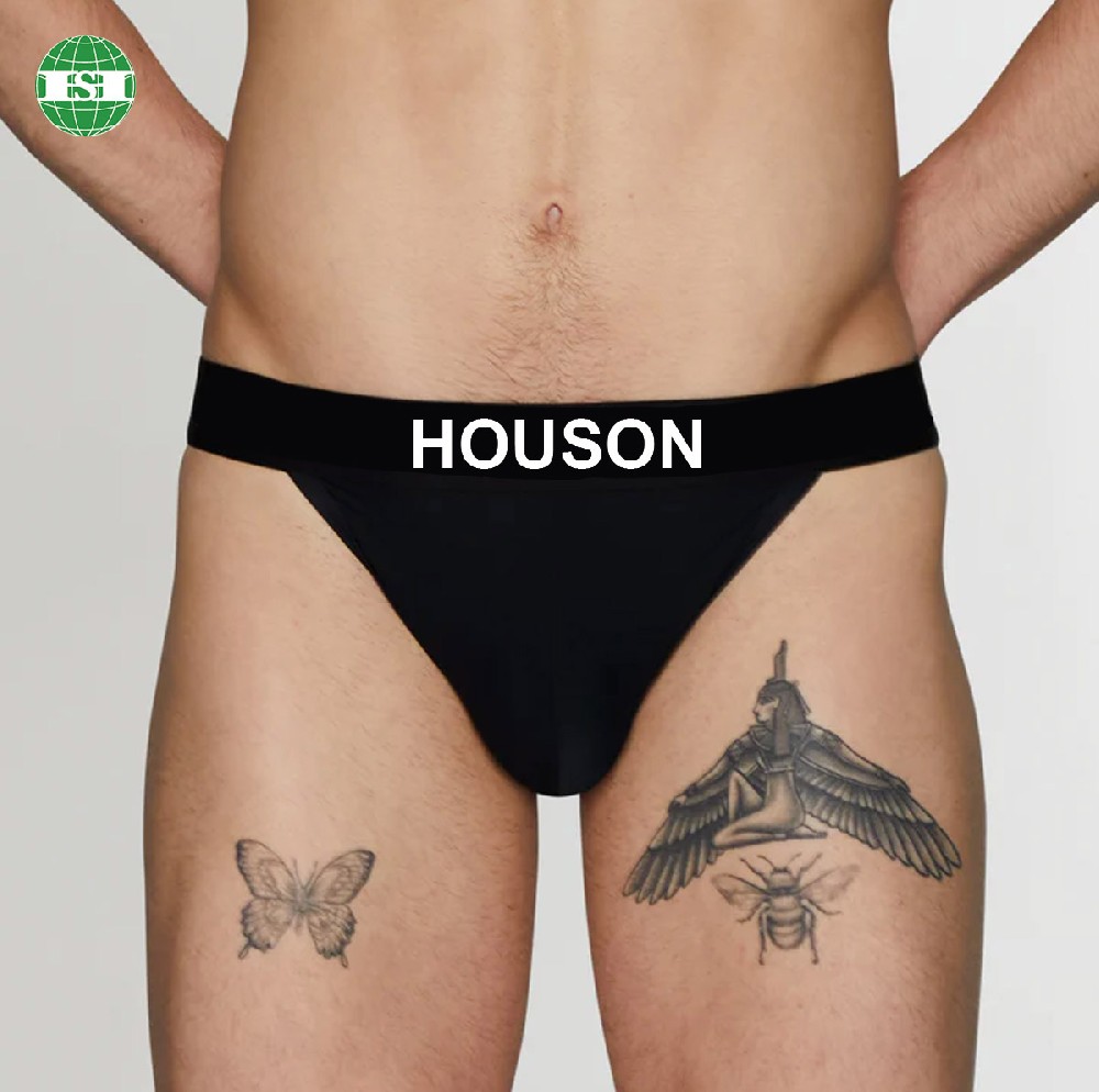 Men's black thongs customized with your own logo