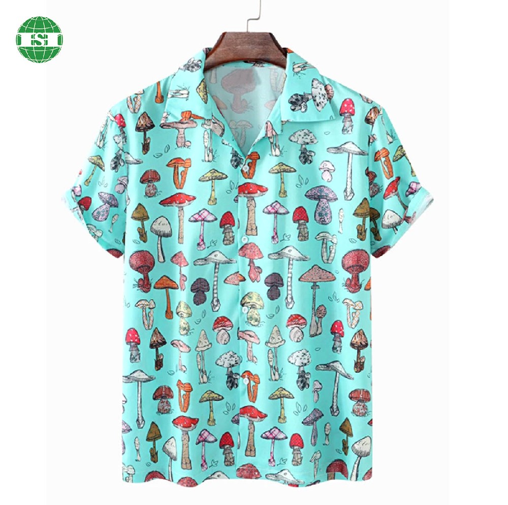 Mushroom design print button up t-shirts full customization