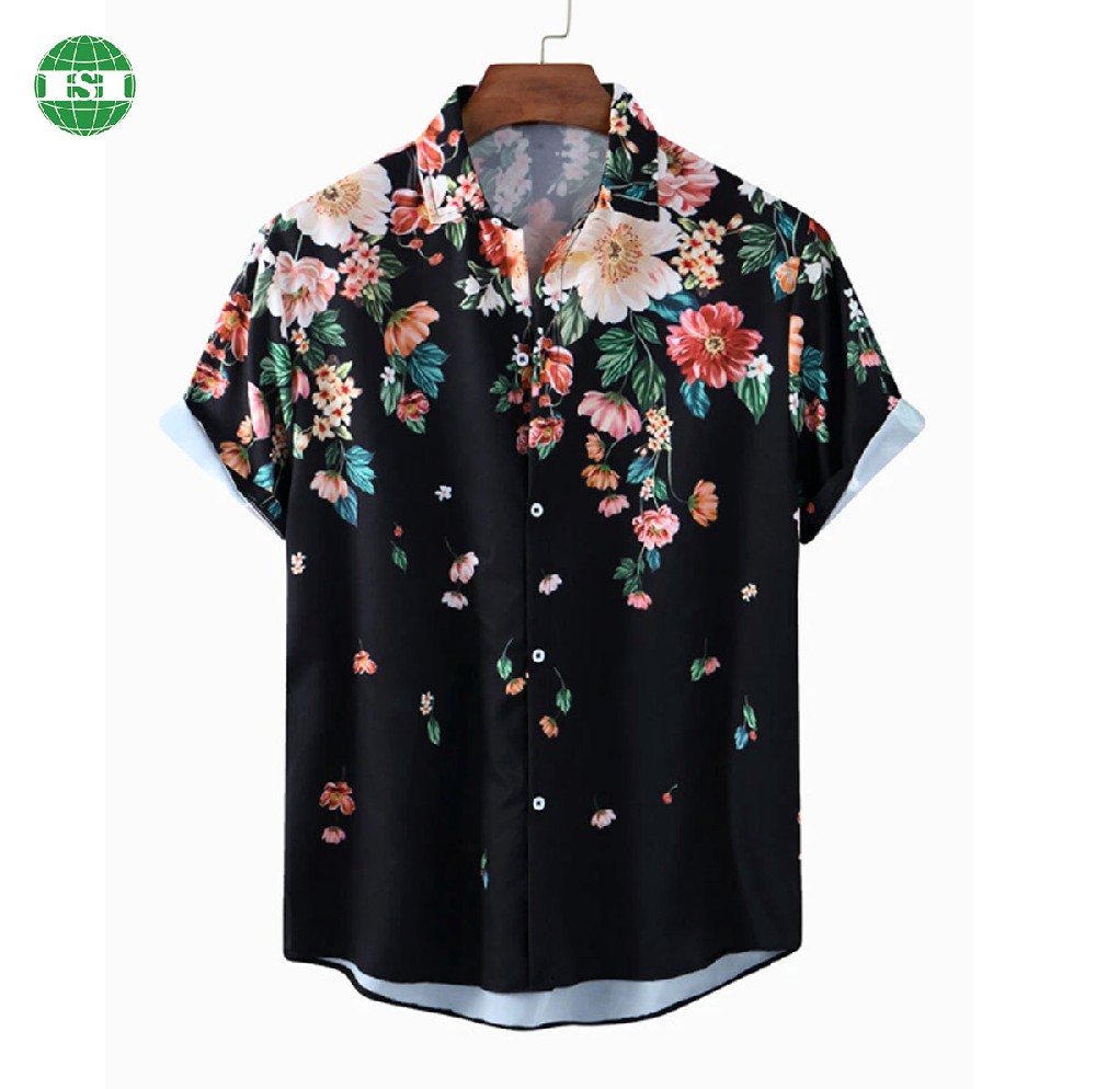 Flower print button up t-shirts unisex full customization