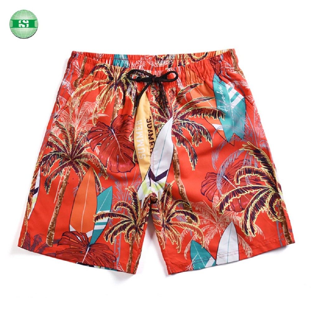 Coconut tree print beach shorts customized design