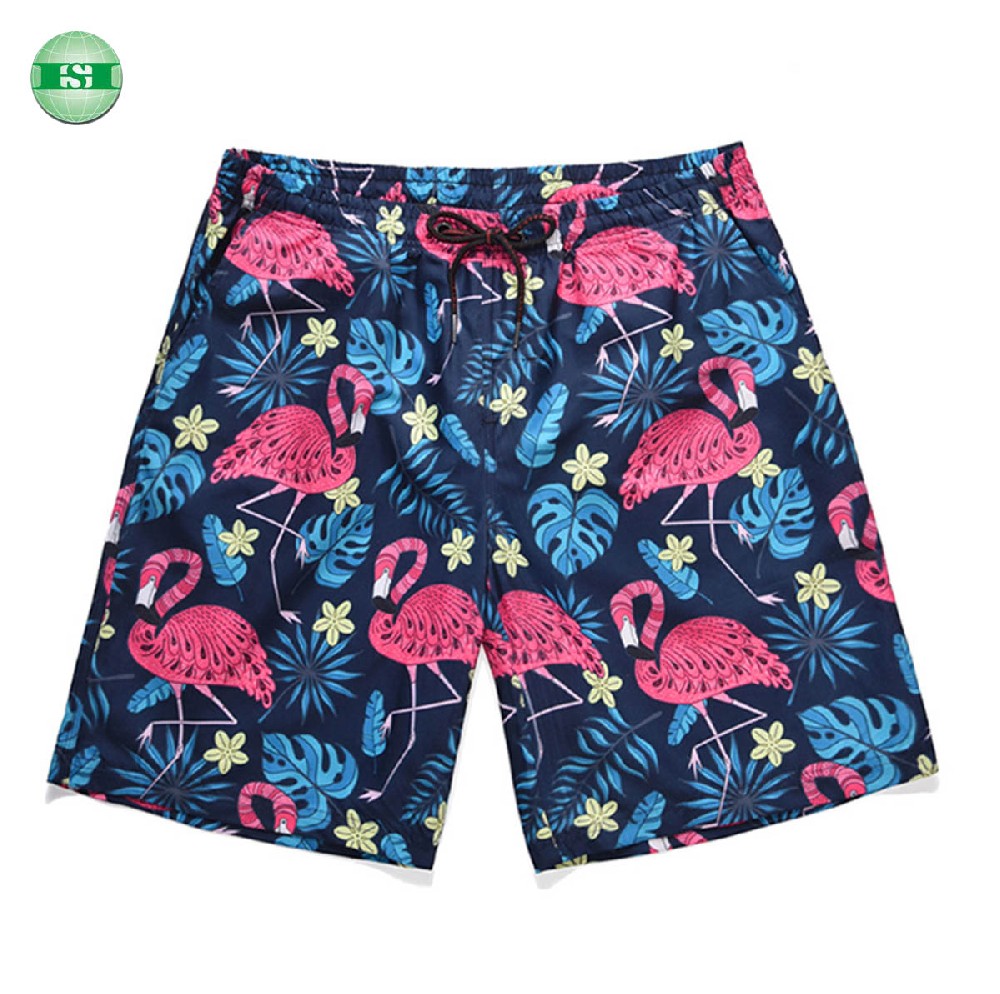 Flamingo print beach shorts customized design