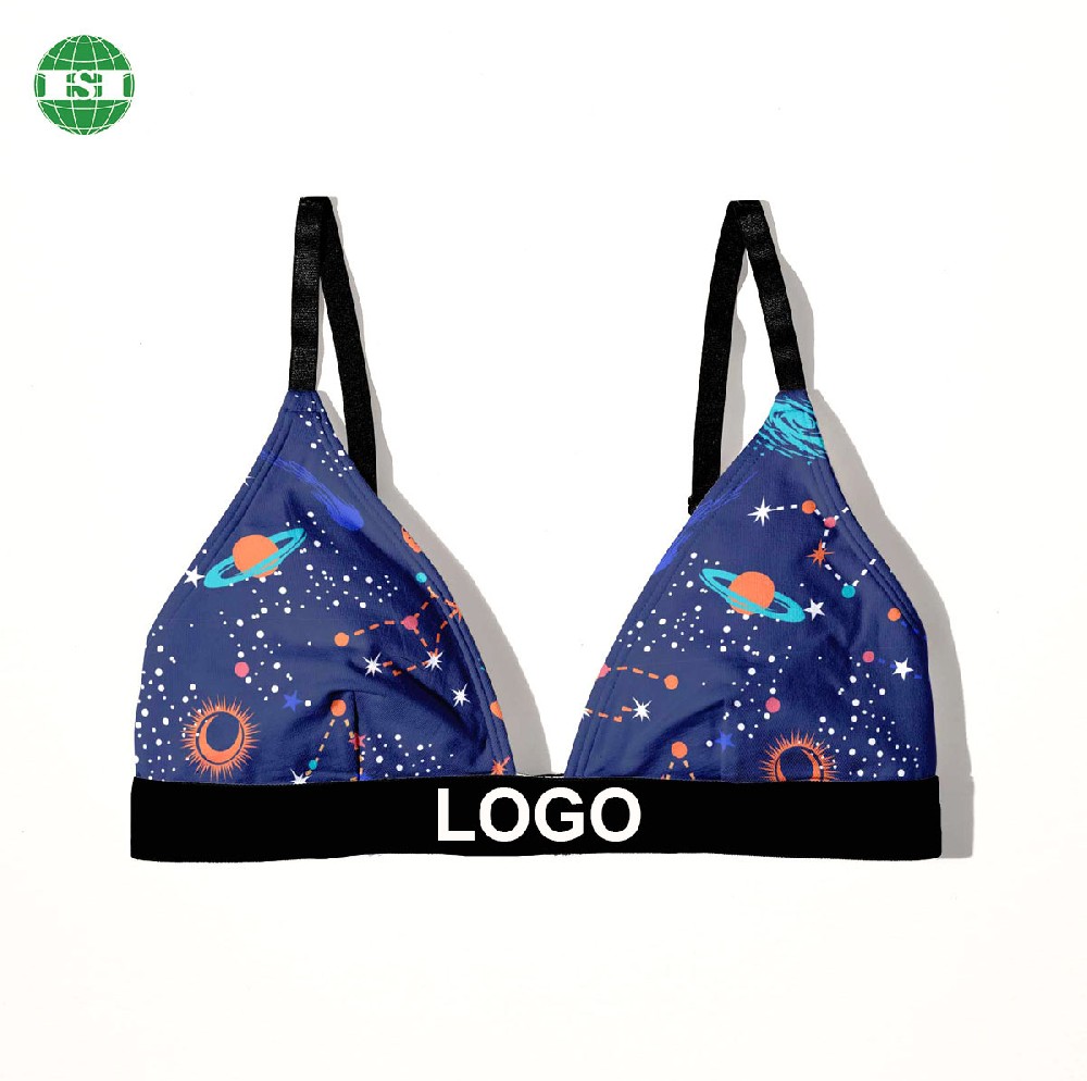 Space print triangle bra full customization