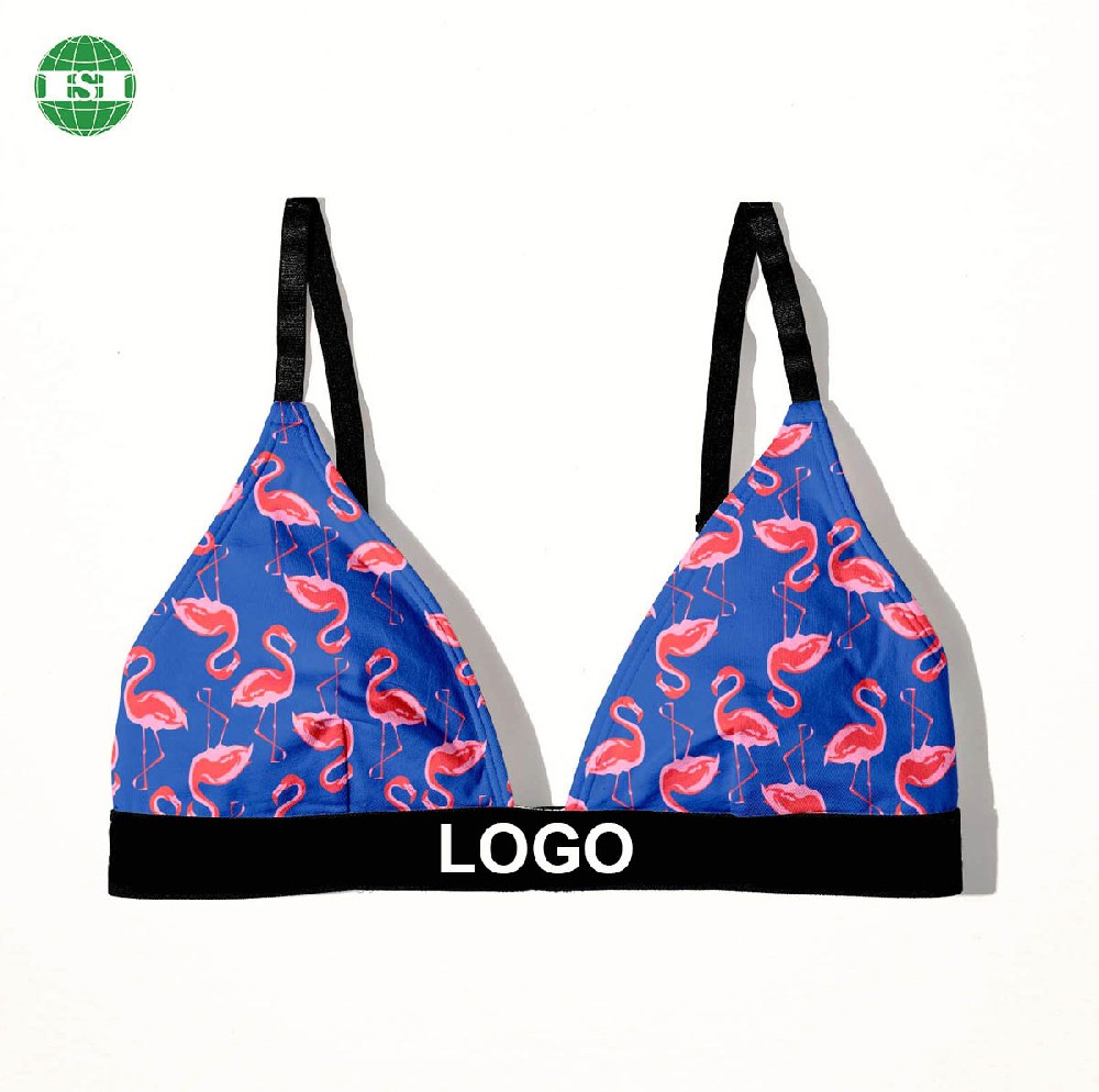 Flamingo print triangle bra customised with your own logo and design