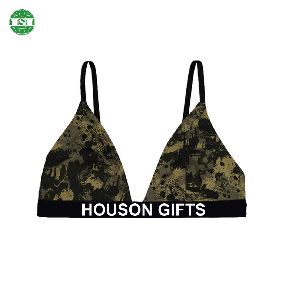 Camouflage print triangle bra 95% polyester 5%spandex fully customised