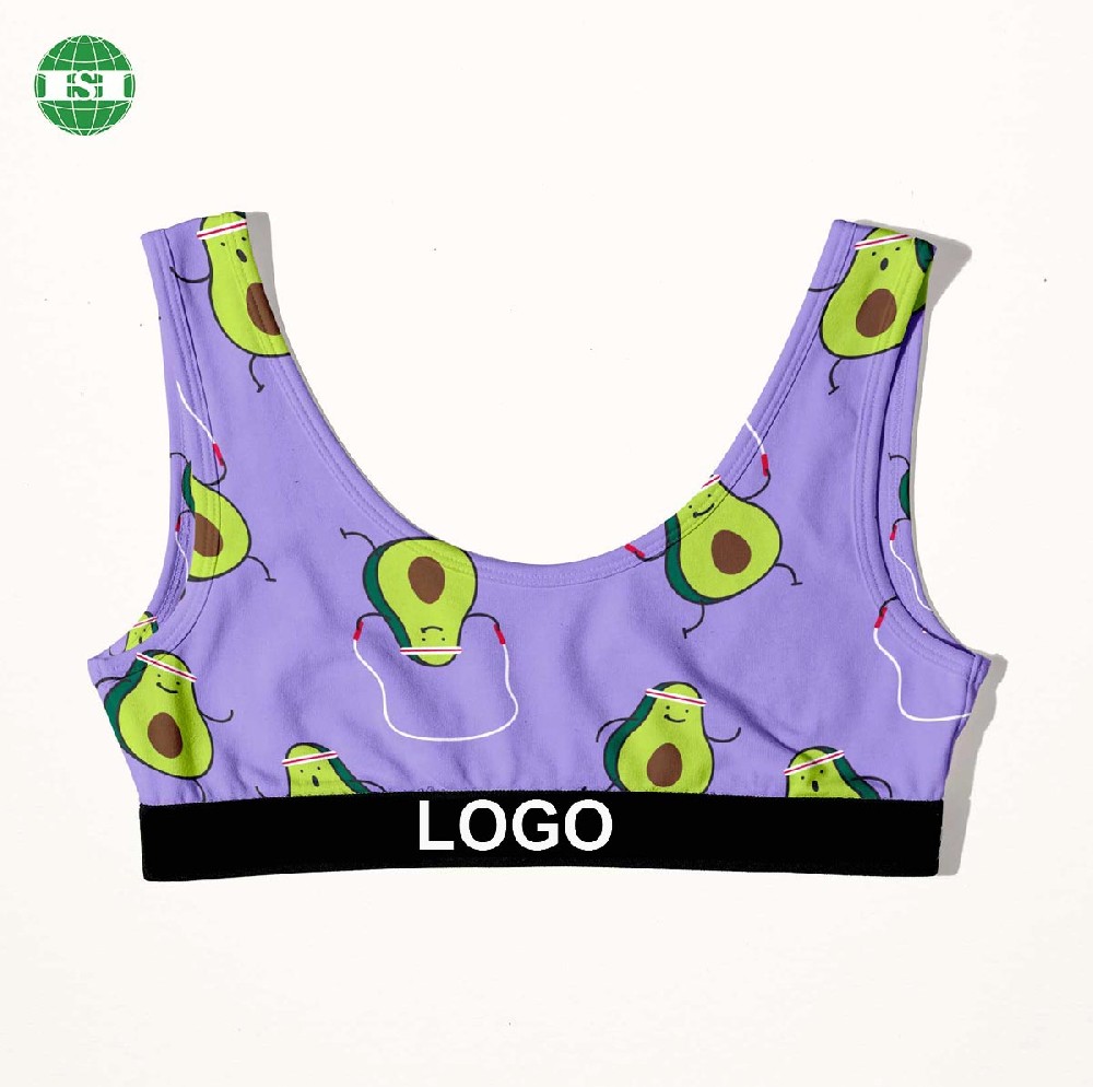 Custom letter name bralette avocado print U shaped sport bra