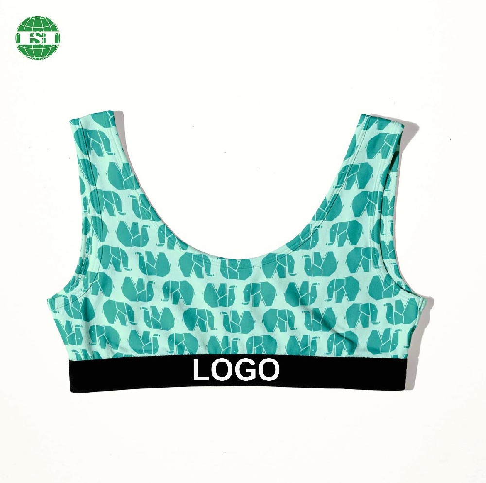 Elephant print bralette customized logo U shaped sport bra