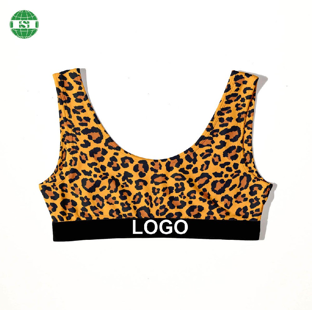 Custom logo Leopard print U shaped bralette bra