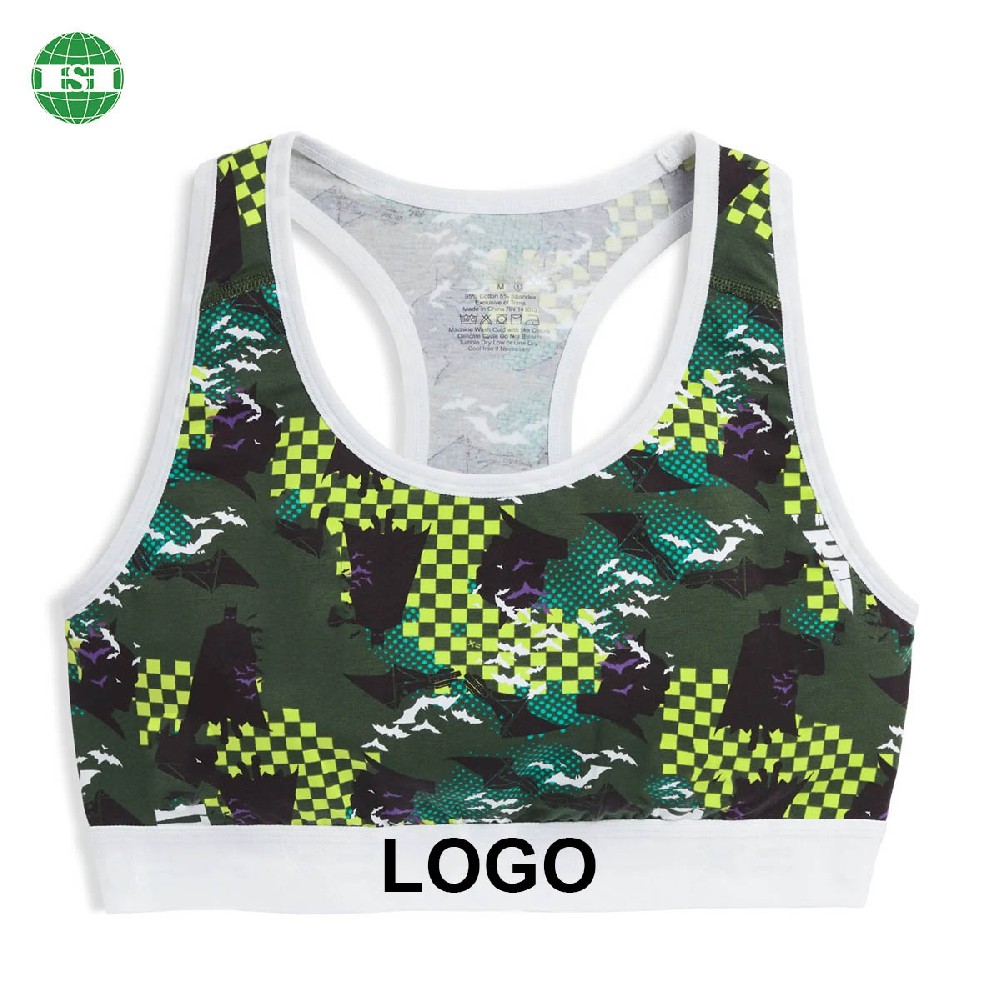 Camouflage design print sport bra 4 way stretchy