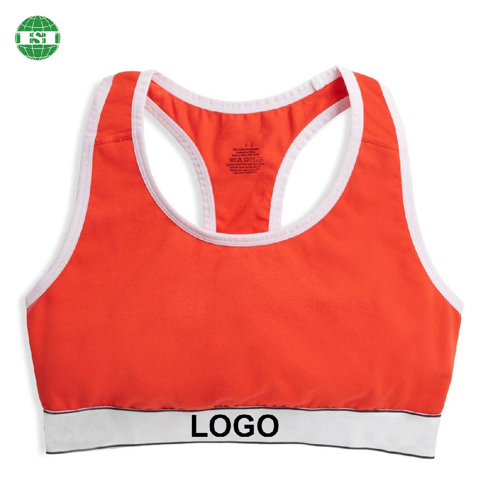 Custom logo orange cotton sport bra