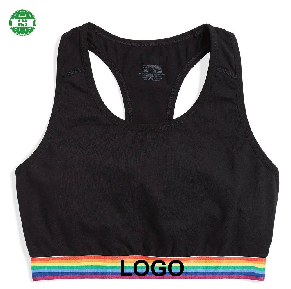 Customized logo bamboo sport bra rainbow under band