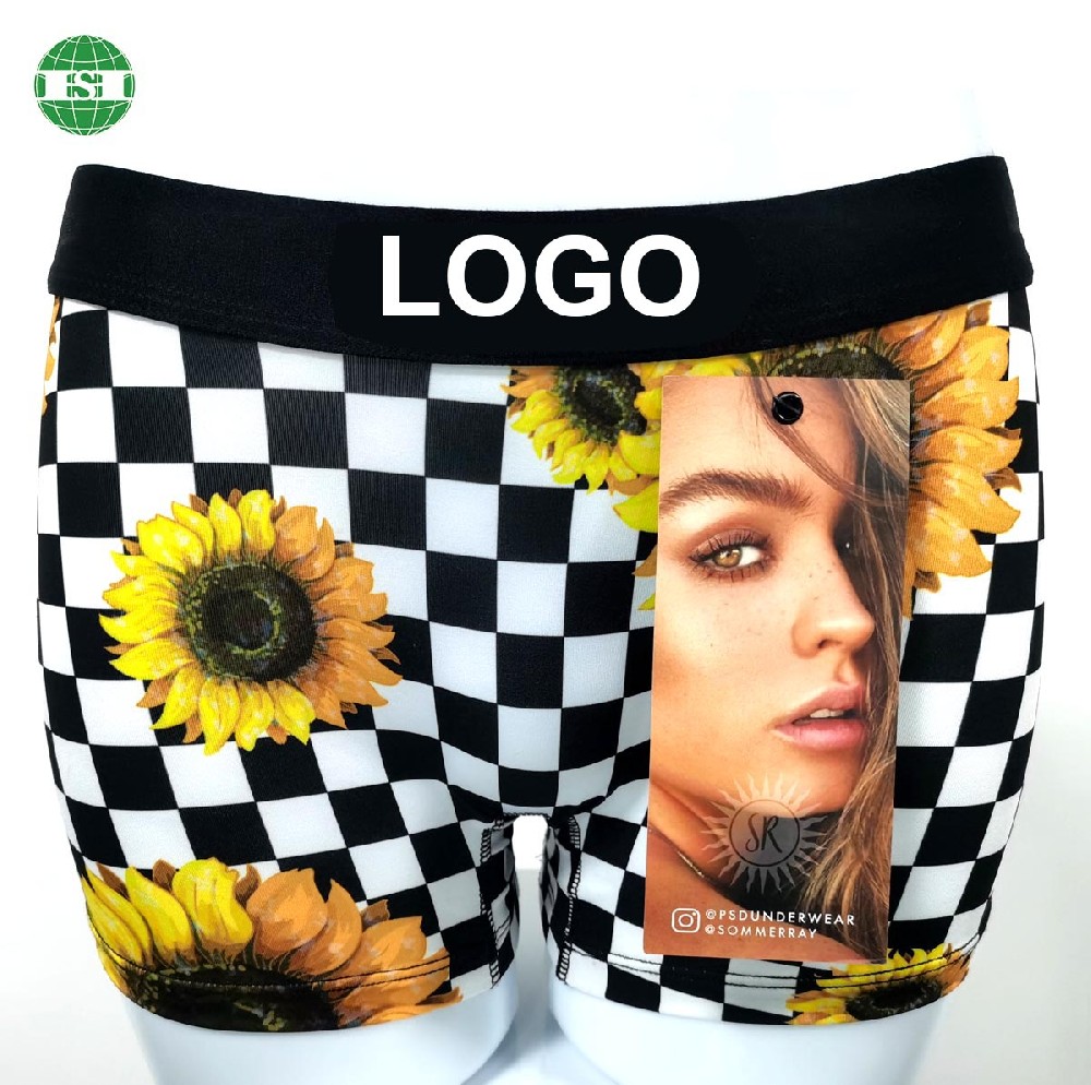 Sunflower print boy shorts for women customized your logo and design