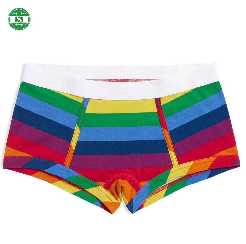 Colorful stripe design boy shorts for female full customization