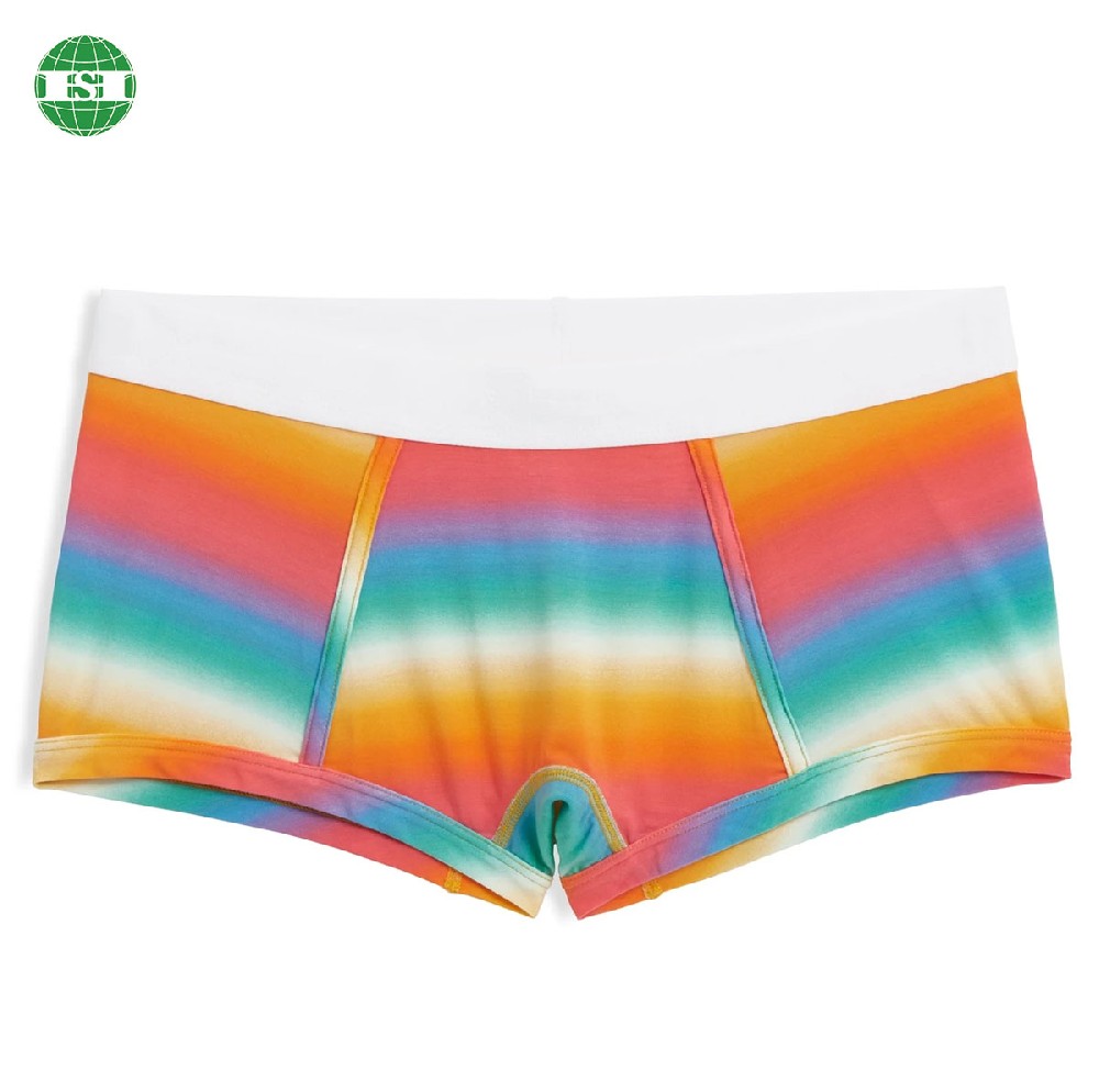 Gradient rainbow print boy shorts for women full customization