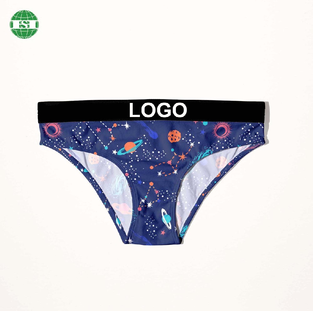 Space print briefs underwear for women customized with your own logo and graphic