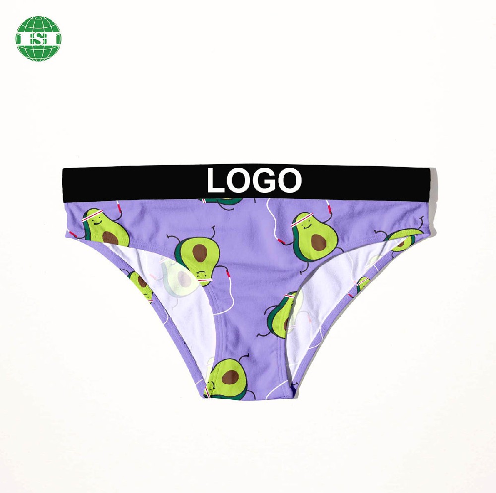Avocado print female's briefs underwear polyester spandex fabric