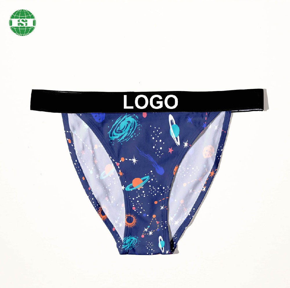 Space print thongs underwear for lady custom logo and design