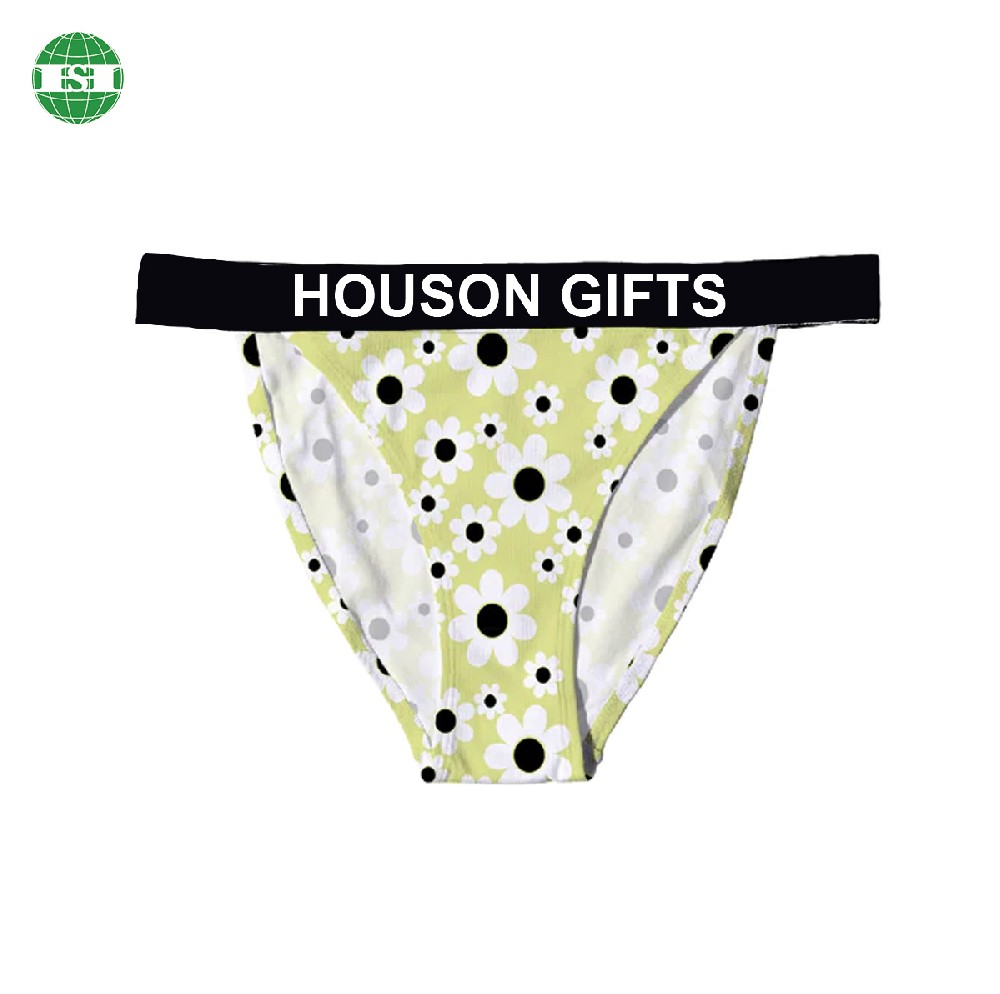 Floral print thongs underwear for girls customized logo and graphic